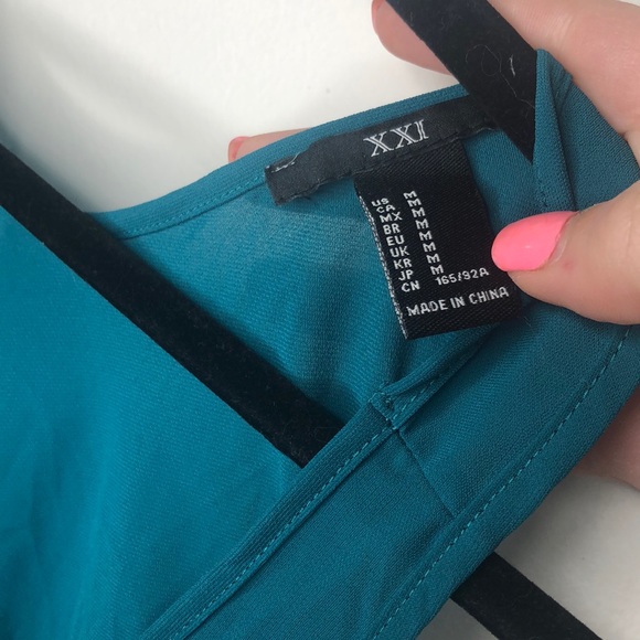 Flowy Sheer Aquamarine Forever 21 Blouse - Picture 3 of 5